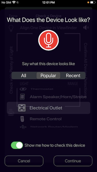 Device Type Lookup Using Speech Recognition