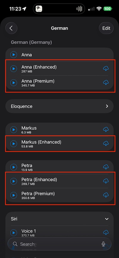 Adding Voices Through Settings